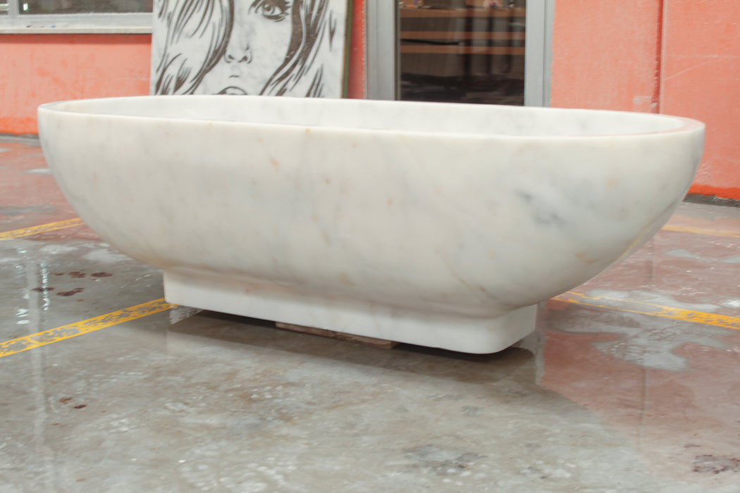 Bianco Carrara White Marble Bathtub Hand-carved from Solid Marble Block (W)30" (L)70" (H)20"