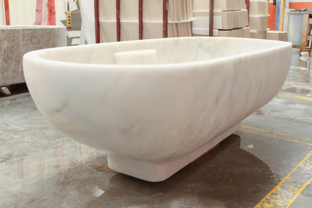 Bianco Carrara White Marble Bathtub Hand-carved from Solid Marble Block (W)30" (L)70" (H)20"