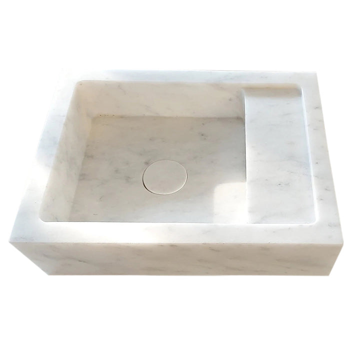 Carrara White Marble Wall-mount Bathroom Sink (W)14" (W)18" (H)5"