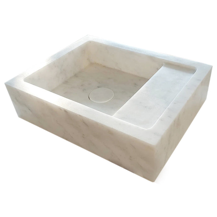 Carrara White Marble Wall-mount Bathroom Sink (W)14" (W)18" (H)5"