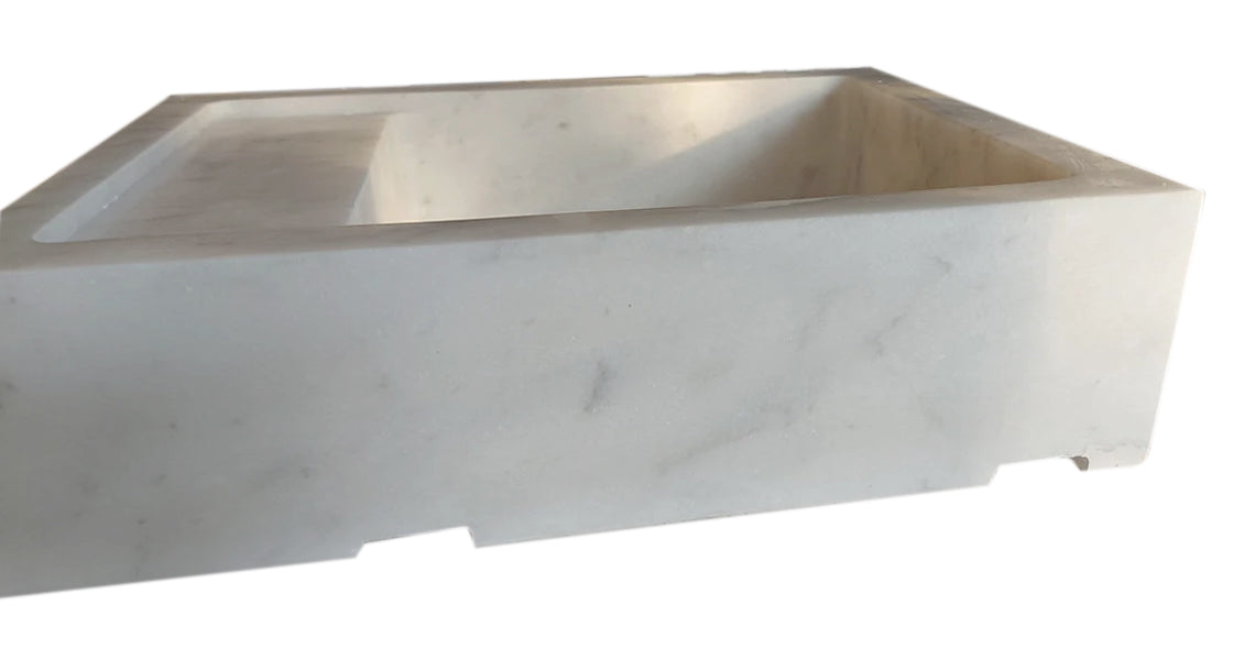 Carrara White Marble Wall-mount Bathroom Sink (W)14" (W)18" (H)5"