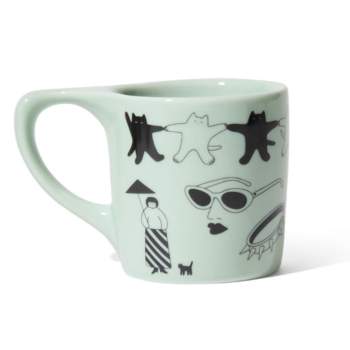 notNeutral x Katya Krasnova Lino Coffee Mug (10oz) - Cats & Tats Sage