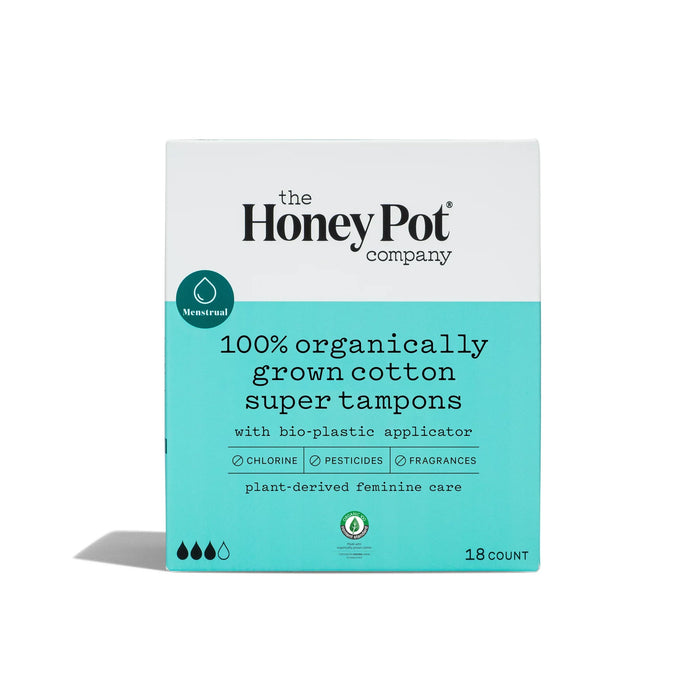 The Honey Pot Applicator Super Unscented Tampon Pads (Pack of 18)