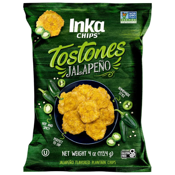Inka Chips - Plantain Tostones Jalapeno, 4 oz (Pack of 12) - Gluten-Free Snacks