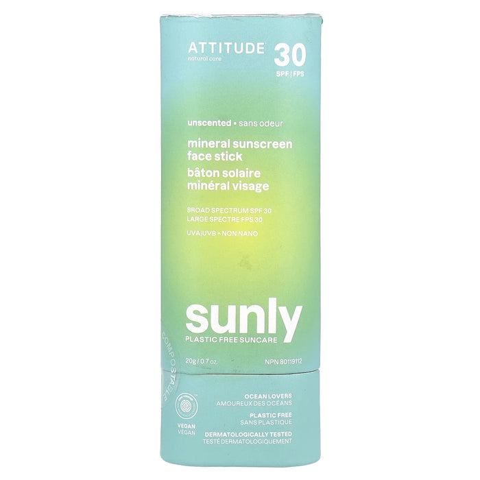 Attitude - Unscented Sunscreen Stick, 0.7 oz - Gentle Sun Protection