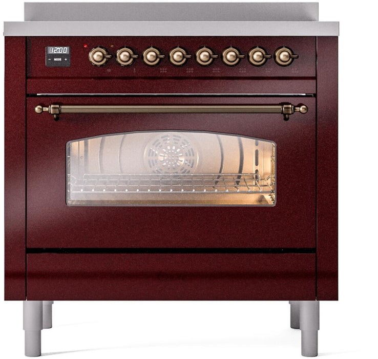 ILVE Nostalgie II 36 " Electric Range, Burgundy, Bronze Trim UPI366NMPBUB