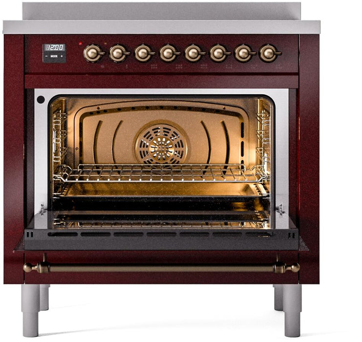 ILVE Nostalgie II 36 " Electric Range, Burgundy, Bronze Trim UPI366NMPBUB