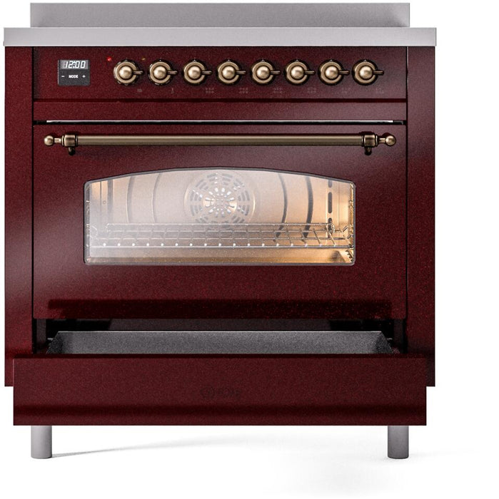 ILVE Nostalgie II 36 " Electric Range, Burgundy, Bronze Trim UPI366NMPBUB