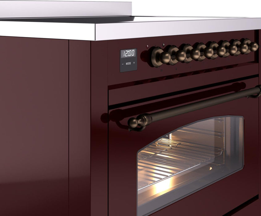 ILVE Nostalgie II 36 " Electric Range, Burgundy, Bronze Trim UPI366NMPBUB