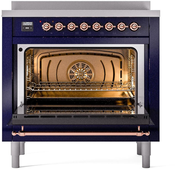 ILVE Nostalgie II 36" Electric Range, Blue, Copper Trim UPI366NMPMBP