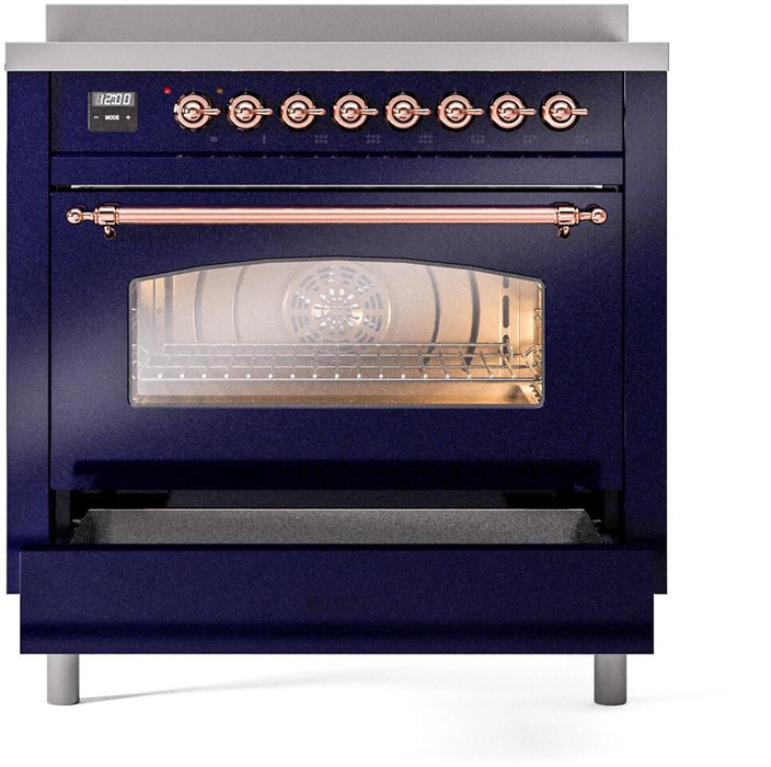 ILVE Nostalgie II 36" Electric Range, Blue, Copper Trim UPI366NMPMBP