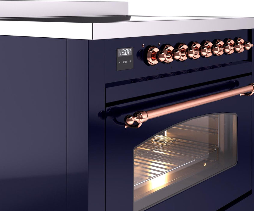 ILVE Nostalgie II 36" Electric Range, Blue, Copper Trim UPI366NMPMBP