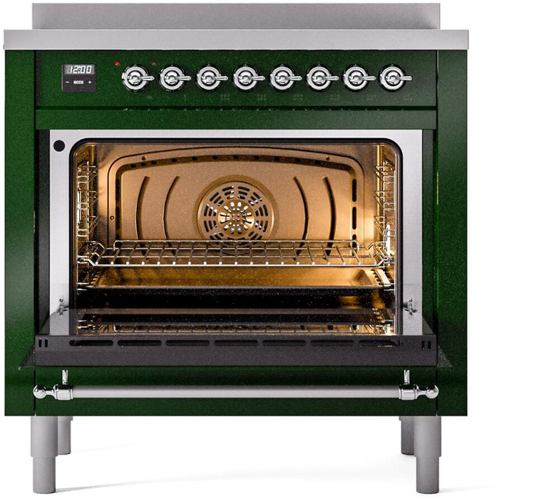 ILVE Nostalgie II 36 " Electric Range, Emerald Green, Chrome Trim UPI366NMPEGC