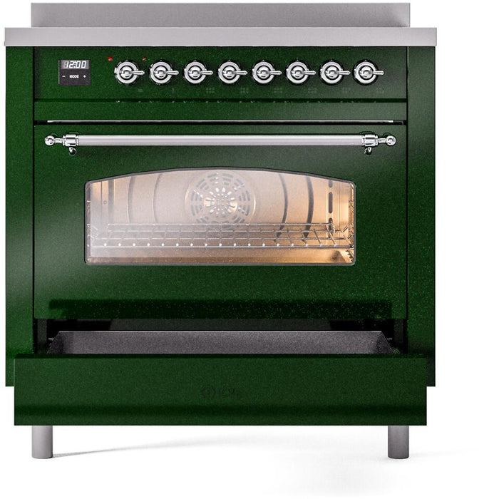 ILVE Nostalgie II 36 " Electric Range, Emerald Green, Chrome Trim UPI366NMPEGC