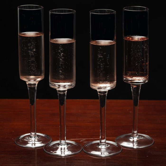 Champagne Flutes - Hand-Blown Crystal Mimosa Glasses (6oz/180mL)