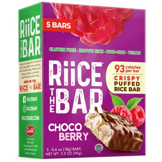 Choco Berry Puffed Rice Bar | 5 Bars x 0.6 oz | RiiCE the Bar