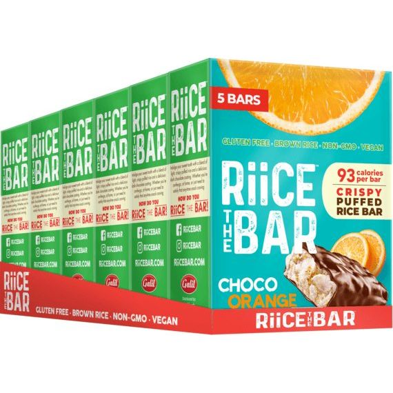 Choco Orange Puffed Rice Bar | 5 Bars x 0.6 oz | RiiCE the Bar