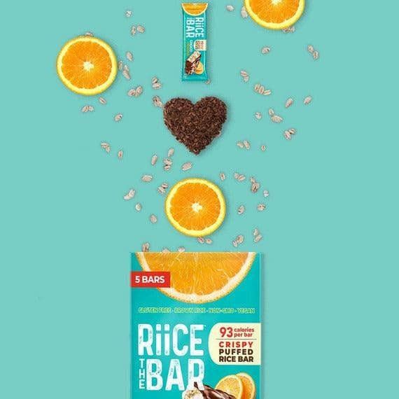 Choco Orange Puffed Rice Bar | 5 Bars x 0.6 oz | RiiCE the Bar