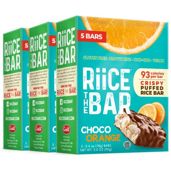 Choco Orange Puffed Rice Bar | 5 Bars x 0.6 oz | RiiCE the Bar