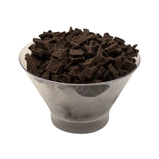 Bulk pack of CALLEBAUT Soft Chocolate Chunks, highlighting the rich, dark color and chunky shape, perfect for ice cream.