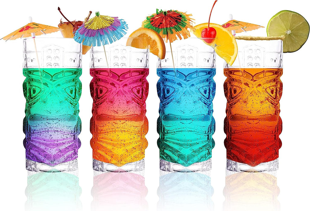 Clear Tiki Glasses, Set of 4 or 6 - 450 ML