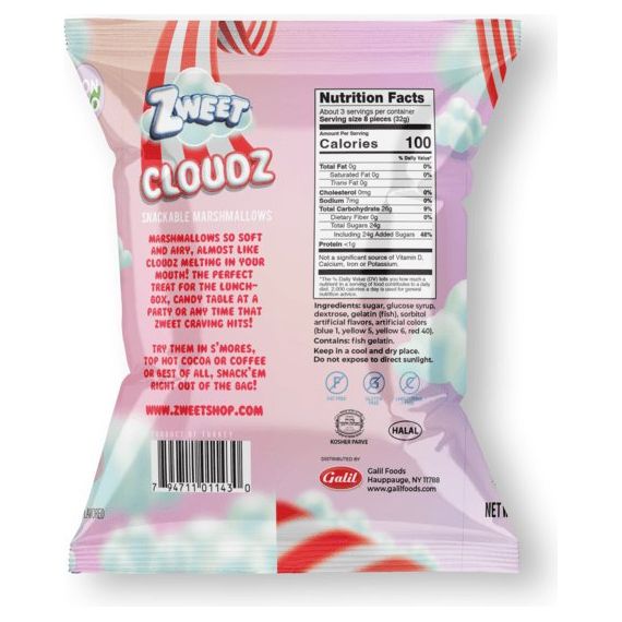 Cloudz Snackable Marshmallows Strawberry Hearts | 3.5 oz | Zweet