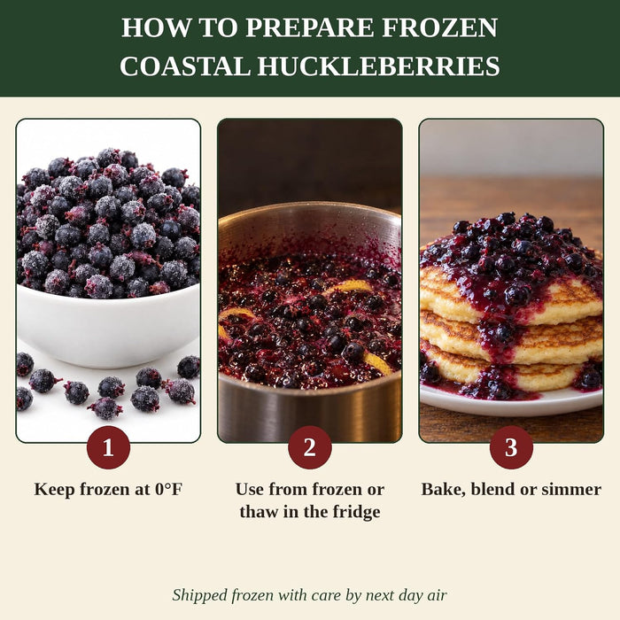 Frozen Coastal Huckleberries, Whole Berries, 5 lb