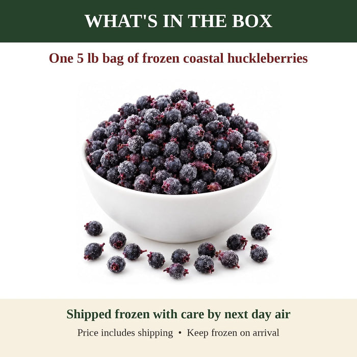 Frozen Coastal Huckleberries, Whole Berries, 5 lb