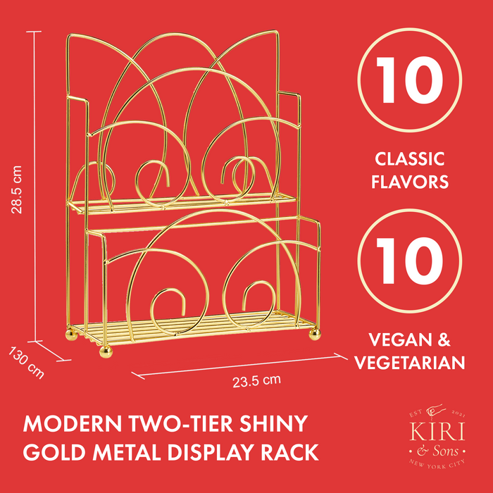 Gourmet Coffee Syrup Rack Gift Set, Includes Display Rack - Flavored Coffees Sweetener, 10 50mL Coffee Syrups, Includes Classic Mocha Vanilla Salted Caramel Flavoring Chai Latte, Protein Shake Flavors