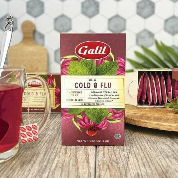 Cold and Flu Herbal Tea | 16' Tea Bags | 0.84 oz | Galil