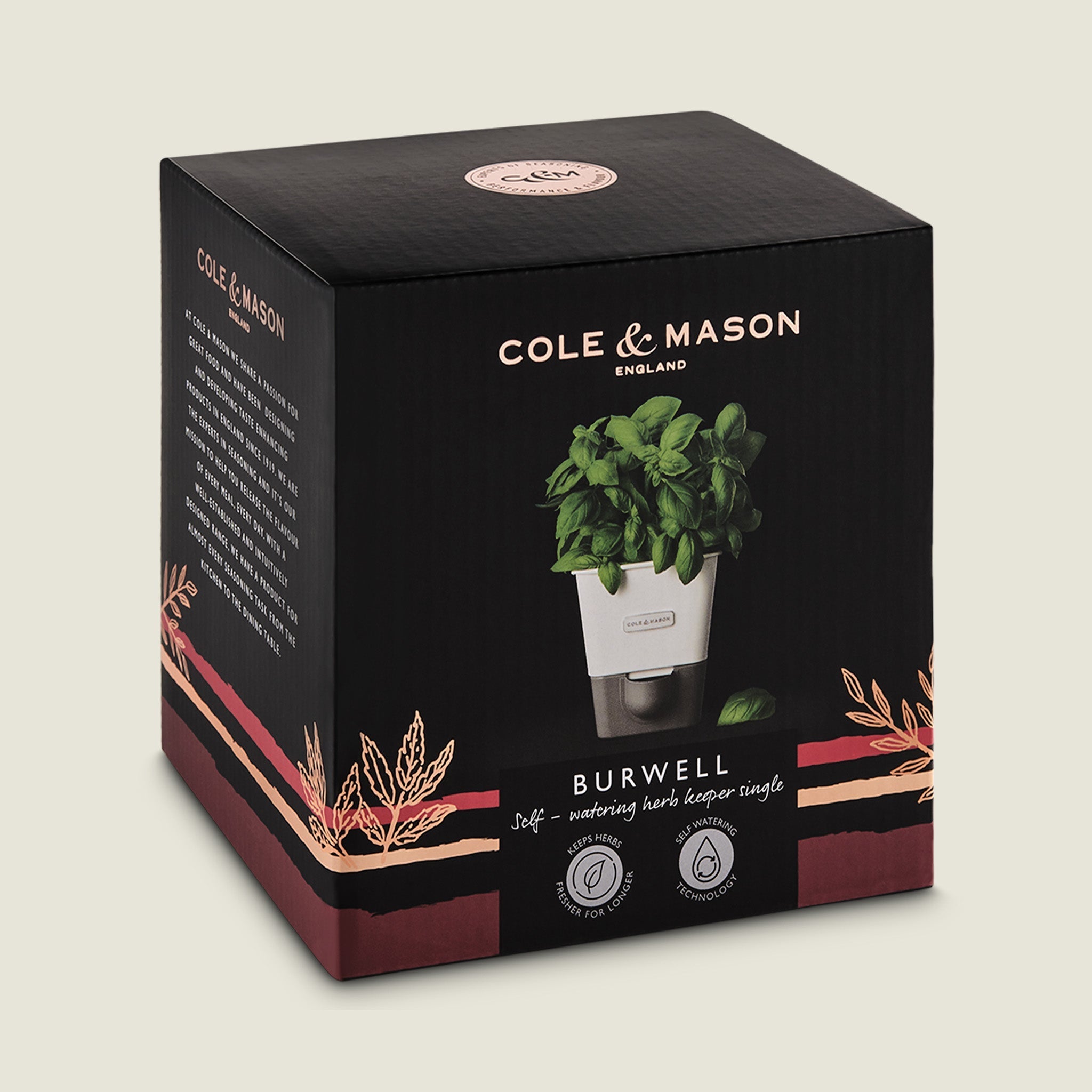 cole & mason self watering indoor herb garden planter Cole & Mason Burwell Self-Watering Single Potted Herb Keeper Triple