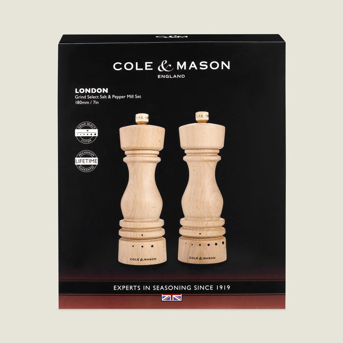 Cole & Mason London Natural Beech Salt & Pepper Mills