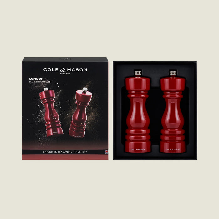 Cole & Mason London Red Gloss Salt & Pepper Mills 7"