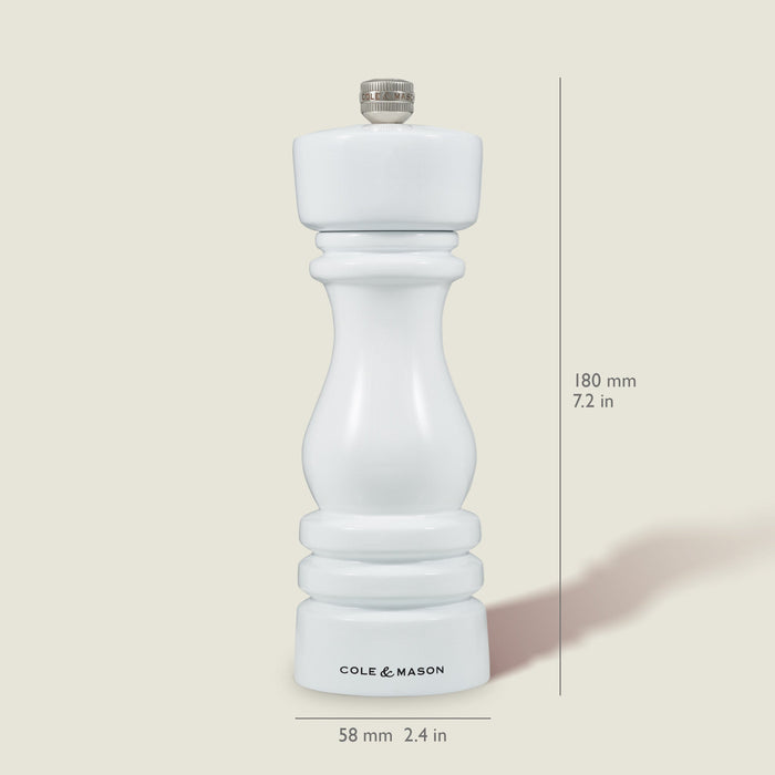 Cole & Mason London White Gloss Salt & Pepper Mills 7"