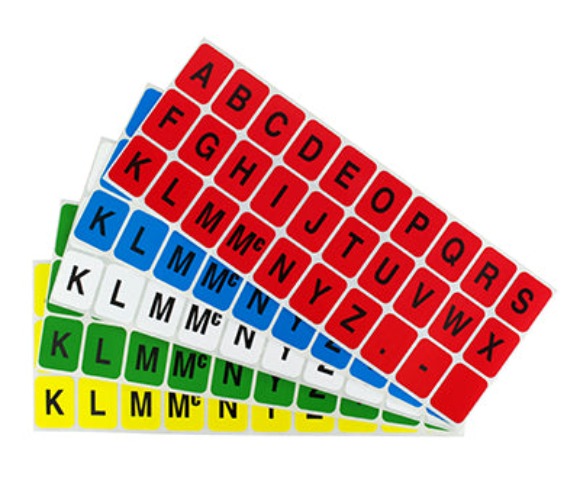 Color Alphabet Labels: A-Z - 1" x 3/4": 10 Assorted Sheets/Pack