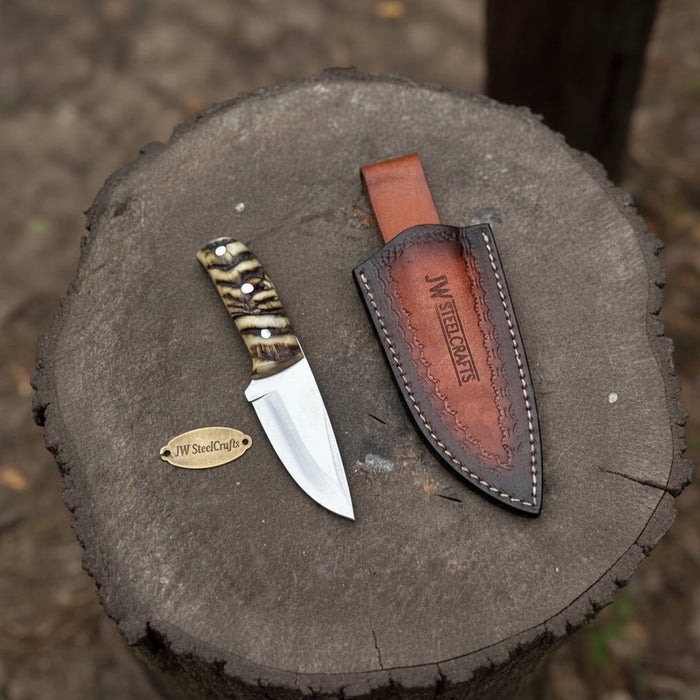 Compact Outdoor Knife – Stainless Steel Blade | Ram Horn or Wengi Wood Handle | JW SteelCrafts