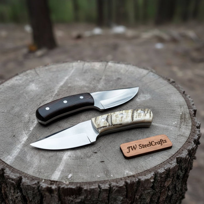 Compact Outdoor Knife – Stainless Steel Blade | Ram Horn or Wengi Wood Handle | JW SteelCrafts