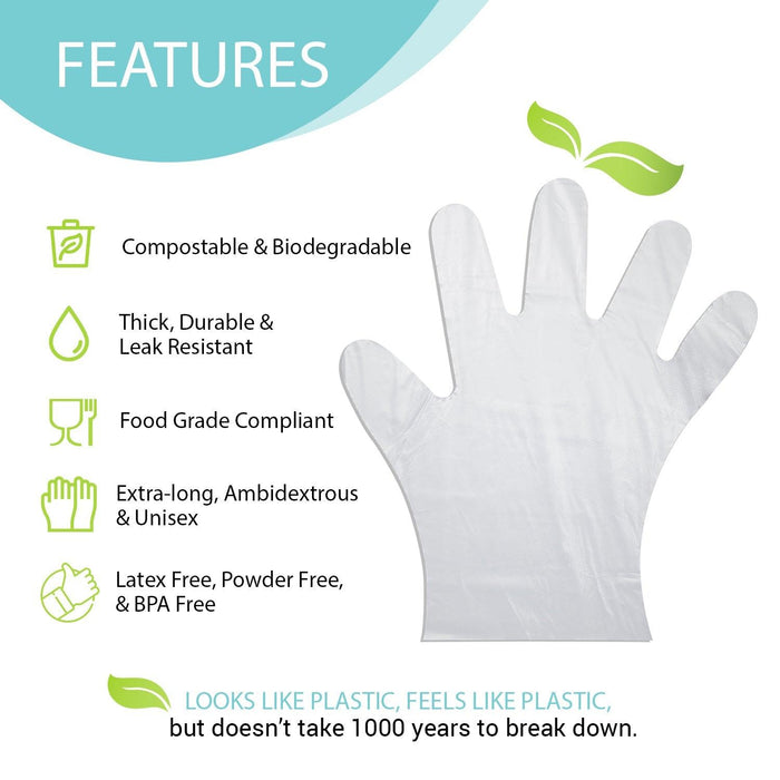 Compostable Disposable Gloves - Clear (Case of 24 Boxes) | Eco Gloves