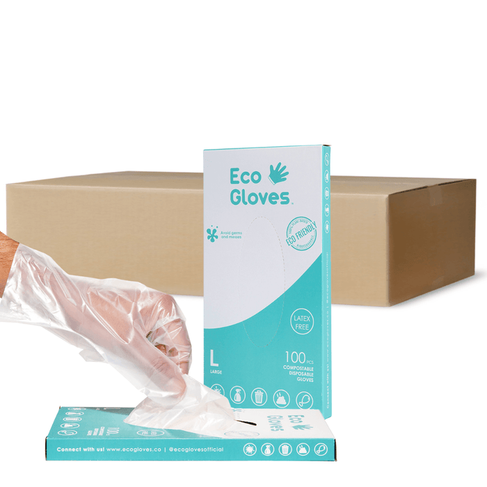Compostable Disposable Gloves - Clear (Case of 24 Boxes) | Eco Gloves
