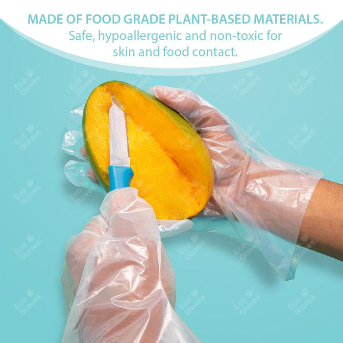 Compostable Disposable Gloves - Clear (Case of 24 Boxes) | Eco Gloves