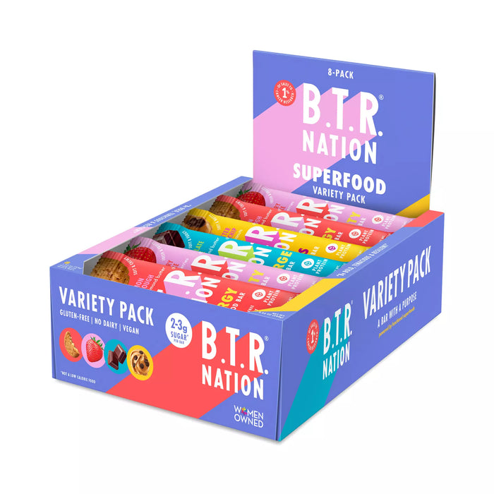 B.t.r. Bar - Sprfd Protein Bar Variety Pack, 9.84 oz (Case of 10) - Healthy Snack Bars