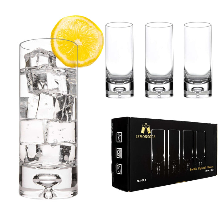 Crystal Bubble Base Collins Glass Highball Tumbler - Thumbnail 2