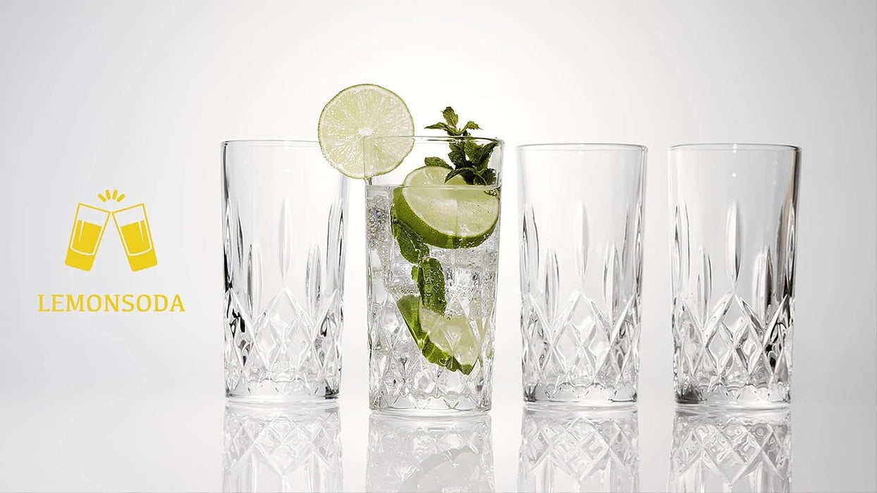 Tom Collins Drinking Glasses – Premium Water Glasses Set of 4 – 12Oz