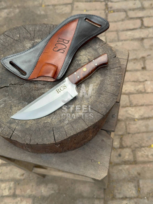 Custom Engraved Stainless Steel Outdoor Knife with Walnut Handle | JW SteelCrafts