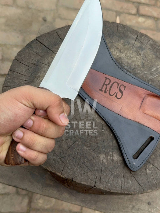 Custom Engraved Stainless Steel Outdoor Knife with Walnut Handle | JW SteelCrafts