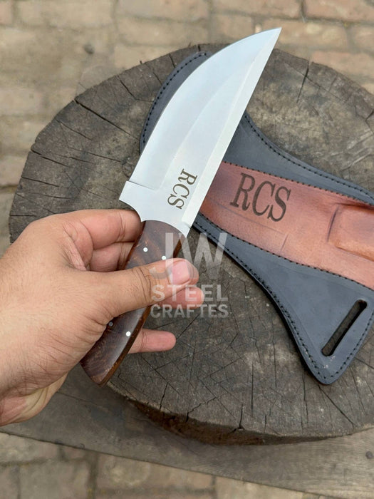 Custom Engraved Stainless Steel Outdoor Knife with Walnut Handle | JW SteelCrafts