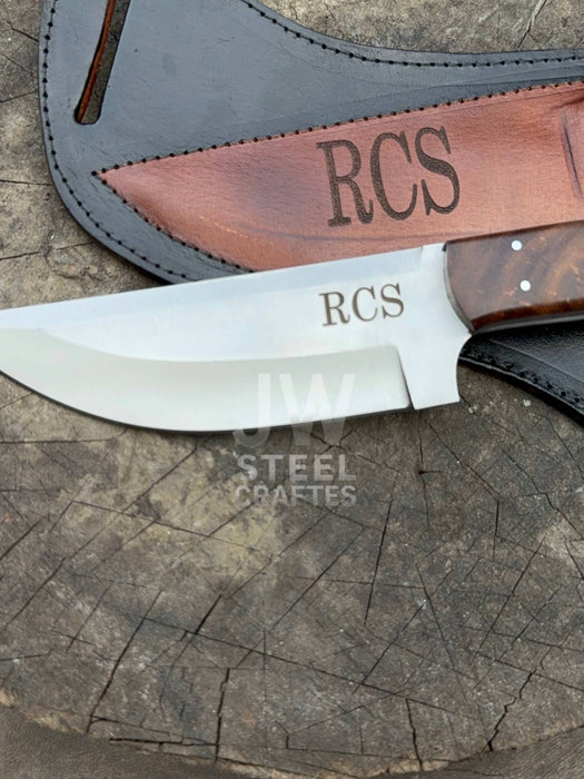 Custom Engraved Stainless Steel Outdoor Knife with Walnut Handle | JW SteelCrafts