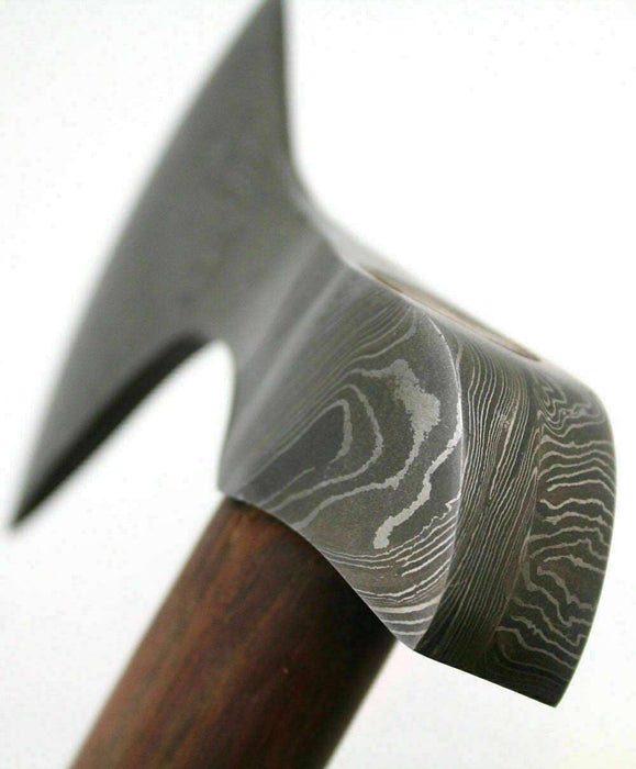 Custom Handmade Damascus Steel Burl Wood Axe Hatchet Tomahawk