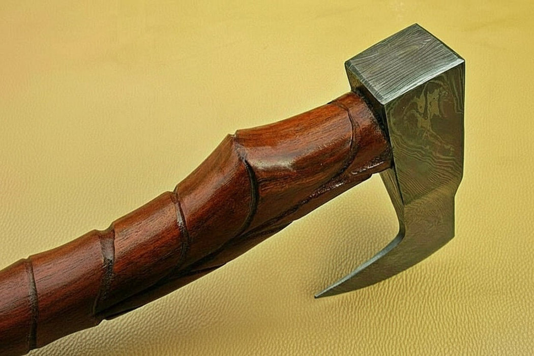 Custom Handmade Damascus steel Viking axe With Pure Leather sheath