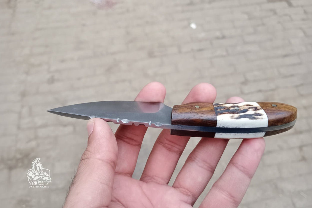 Custom Skinner Knife Deer Antler Rosewood Handle